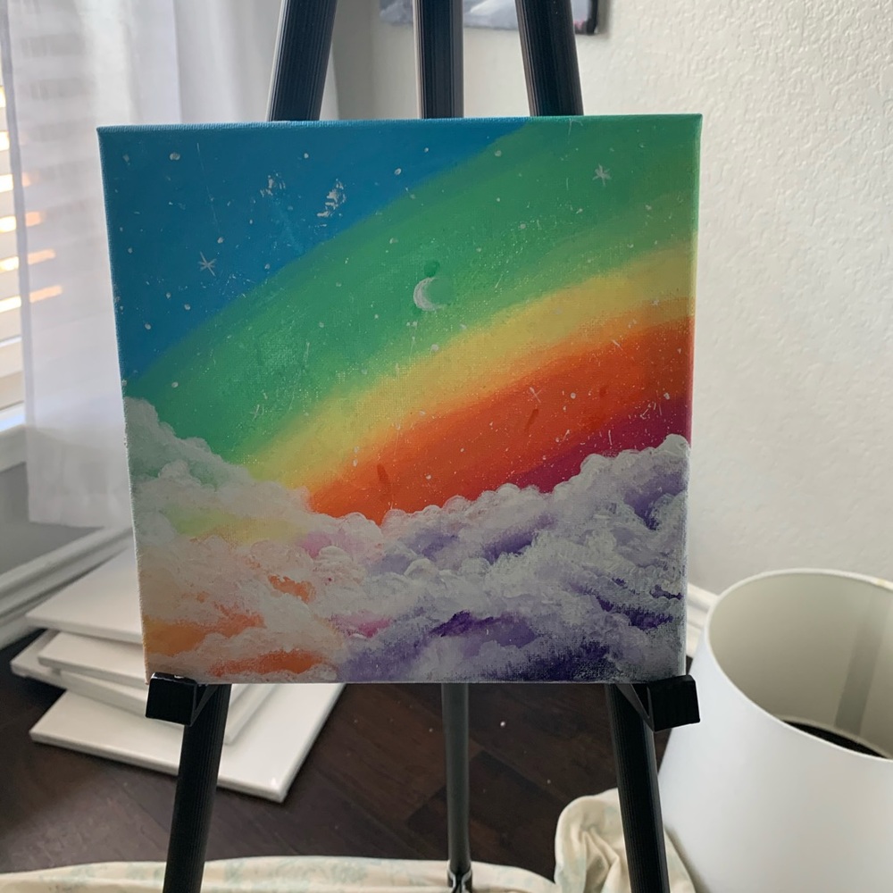 Rainbow with cloud hand painting